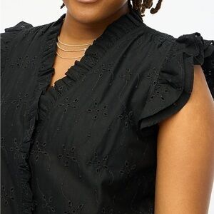 J‎ Crew Factory Sleeveless ruffle eyelet top in Black NWT BY336